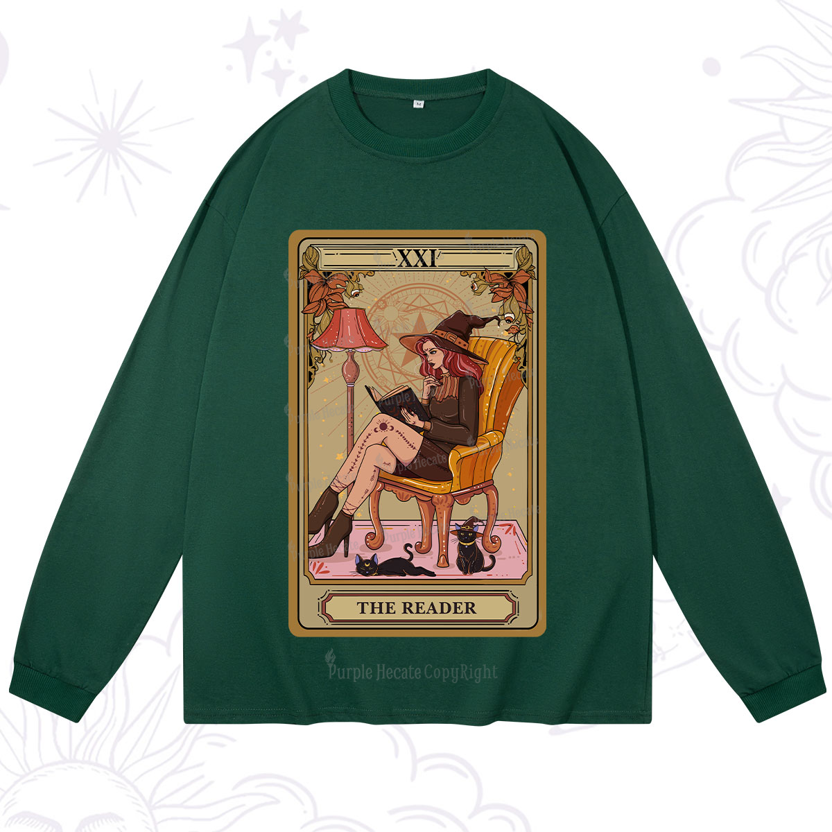 Purplehecate The Reader-Cat Mom Tarot Long Sleeve T-Shirt