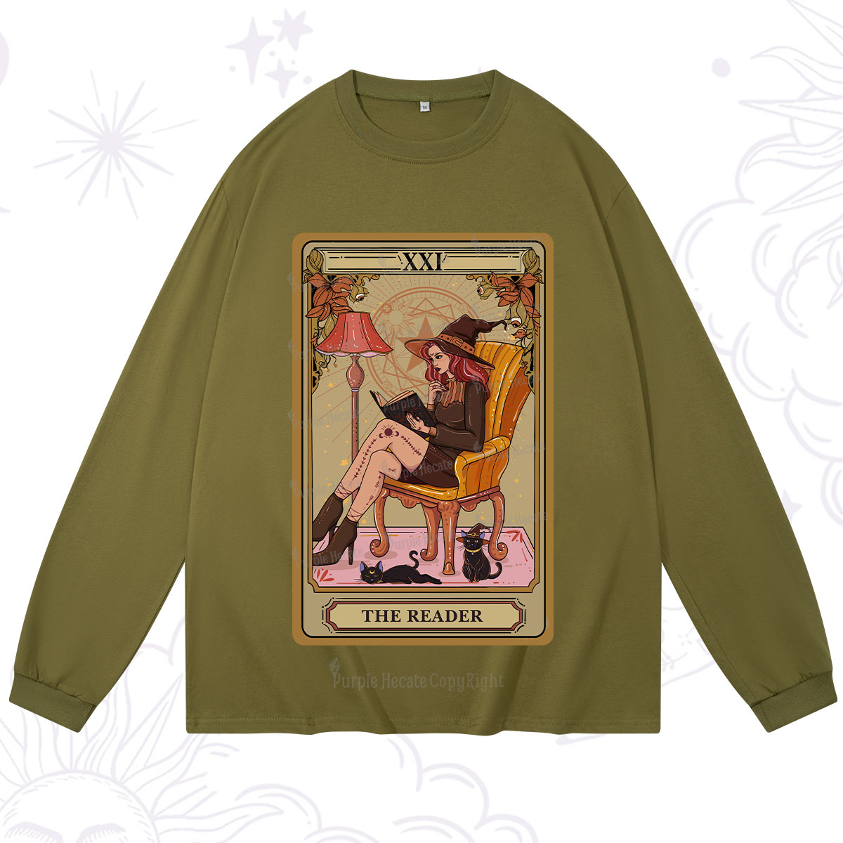 Purplehecate The Reader-Cat Mom Tarot Long Sleeve T-Shirt