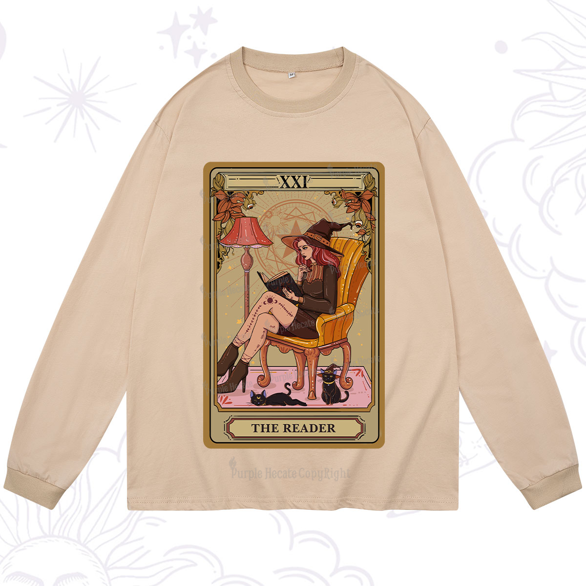 Purplehecate The Reader-Cat Mom Tarot Long Sleeve T-Shirt