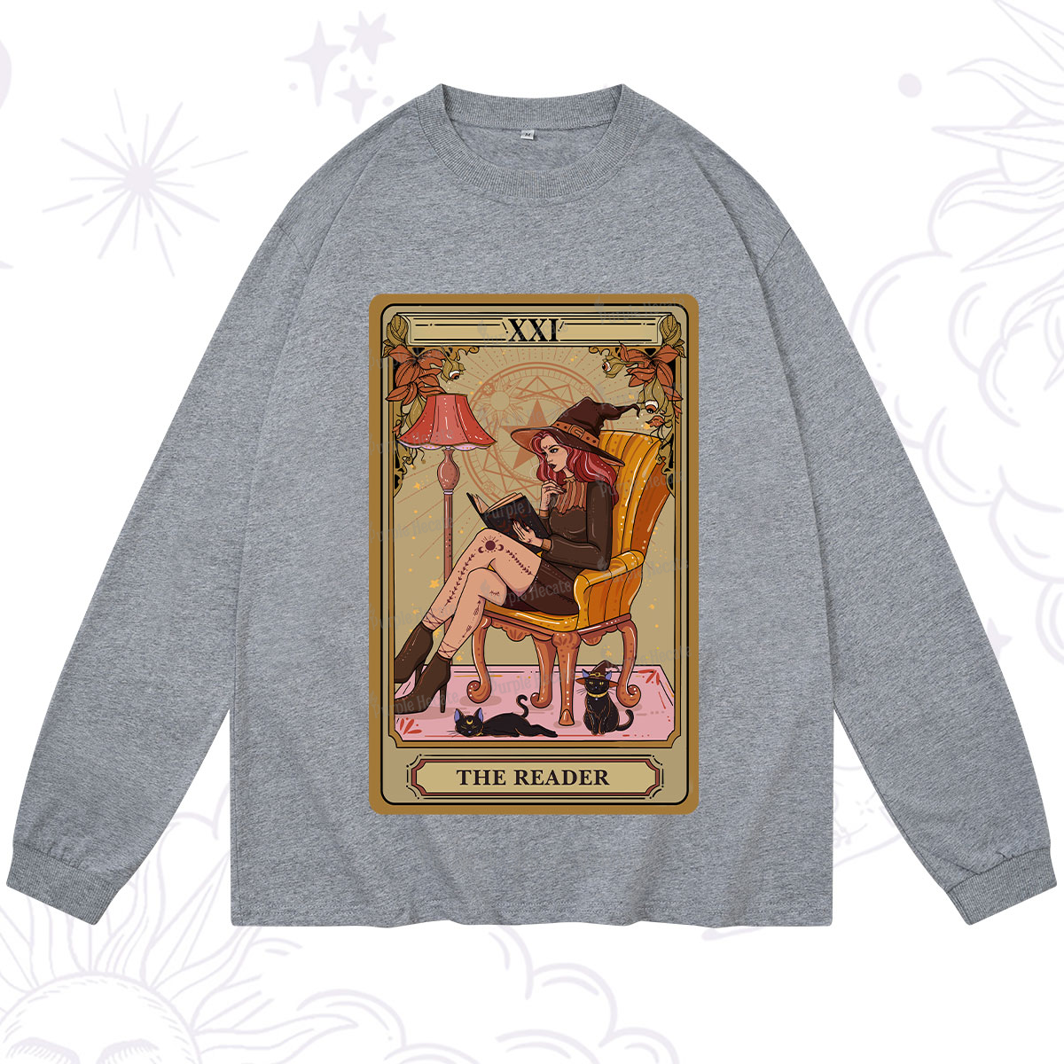Purplehecate The Reader-Cat Mom Tarot Long Sleeve T-Shirt