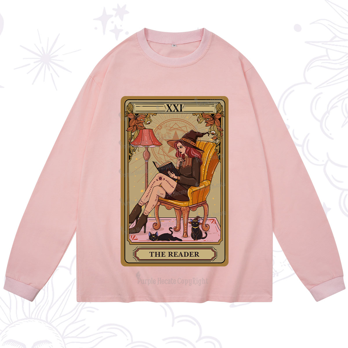 Purplehecate The Reader-Cat Mom Tarot Long Sleeve T-Shirt