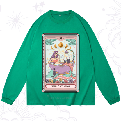 Purplehecate The Cat Mermaid Mom Tarot Card Long Sleeve T-Shirt