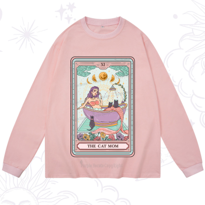 Purplehecate The Cat Mermaid Mom Tarot Card Long Sleeve T-Shirt
