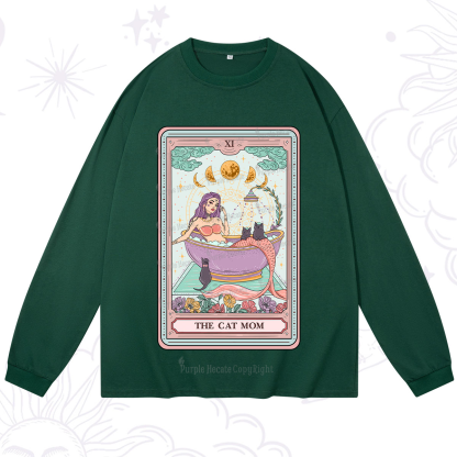 Purplehecate The Cat Mermaid Mom Tarot Card Long Sleeve T-Shirt