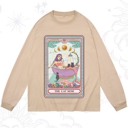 Purplehecate The Cat Mermaid Mom Tarot Card Long Sleeve T-Shirt