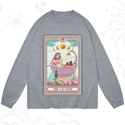 Purplehecate The Cat Mermaid Mom Tarot Card Long Sleeve T-Shirt