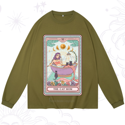 Purplehecate The Cat Mermaid Mom Tarot Card Long Sleeve T-Shirt