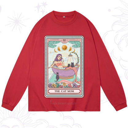 Purplehecate The Cat Mermaid Mom Tarot Card Long Sleeve T-Shirt