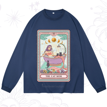 Purplehecate The Cat Mermaid Mom Tarot Card Long Sleeve T-Shirt