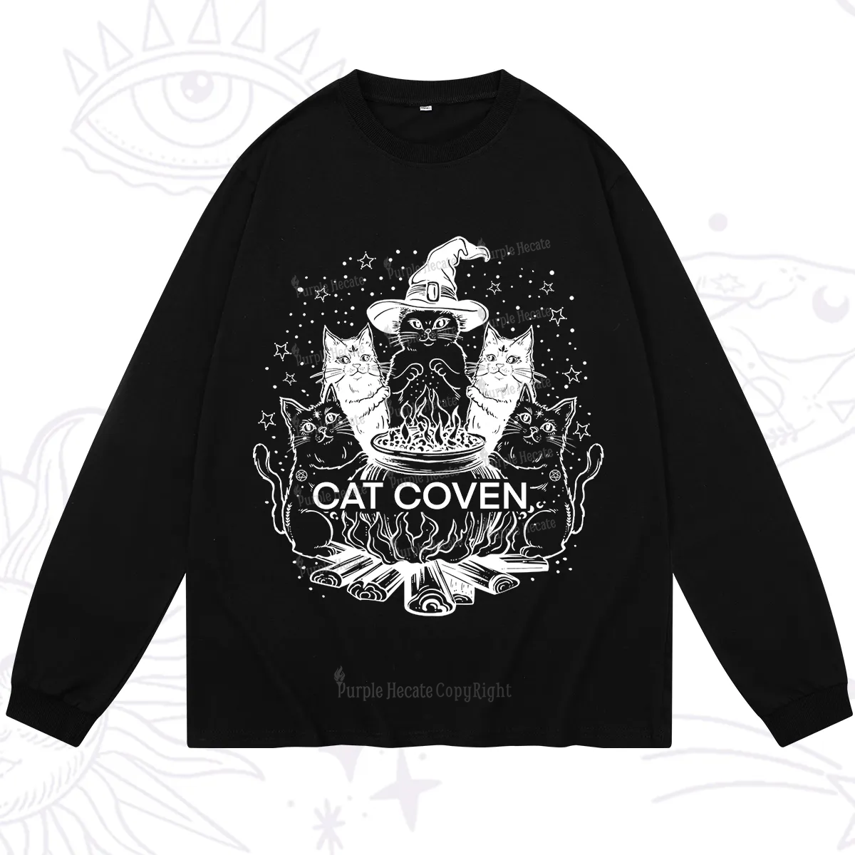 Purplehecate Witchy Cat Coven Long Sleeve T-Shirt