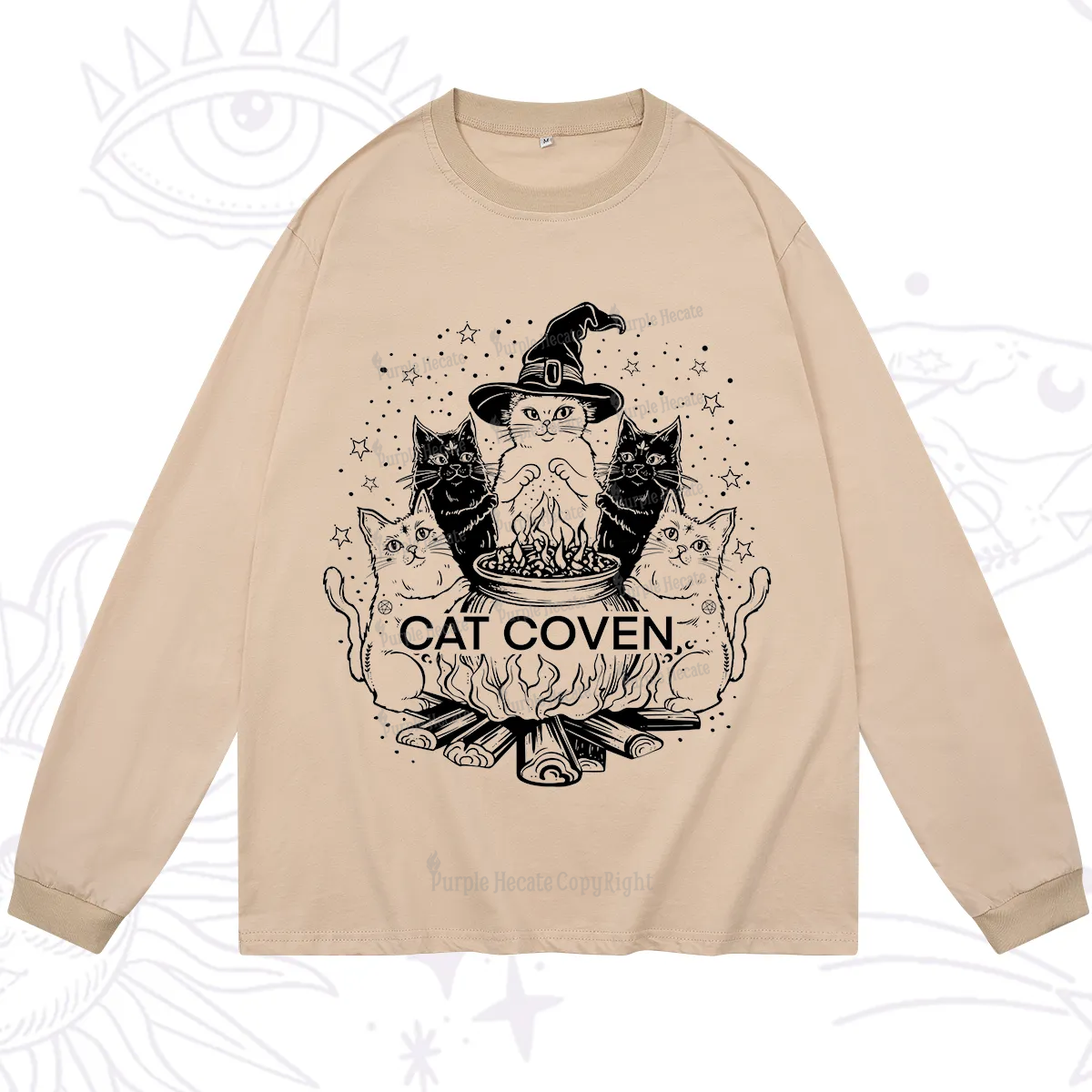 Purplehecate Witchy Cat Coven Long Sleeve T-Shirt