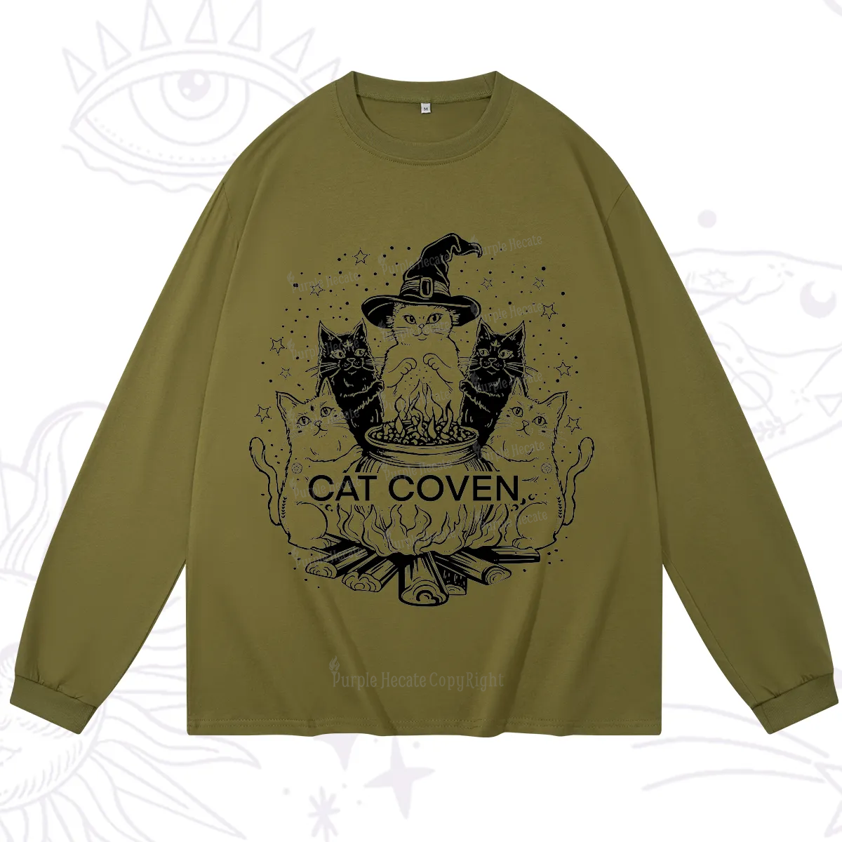 Purplehecate Witchy Cat Coven Long Sleeve T-Shirt