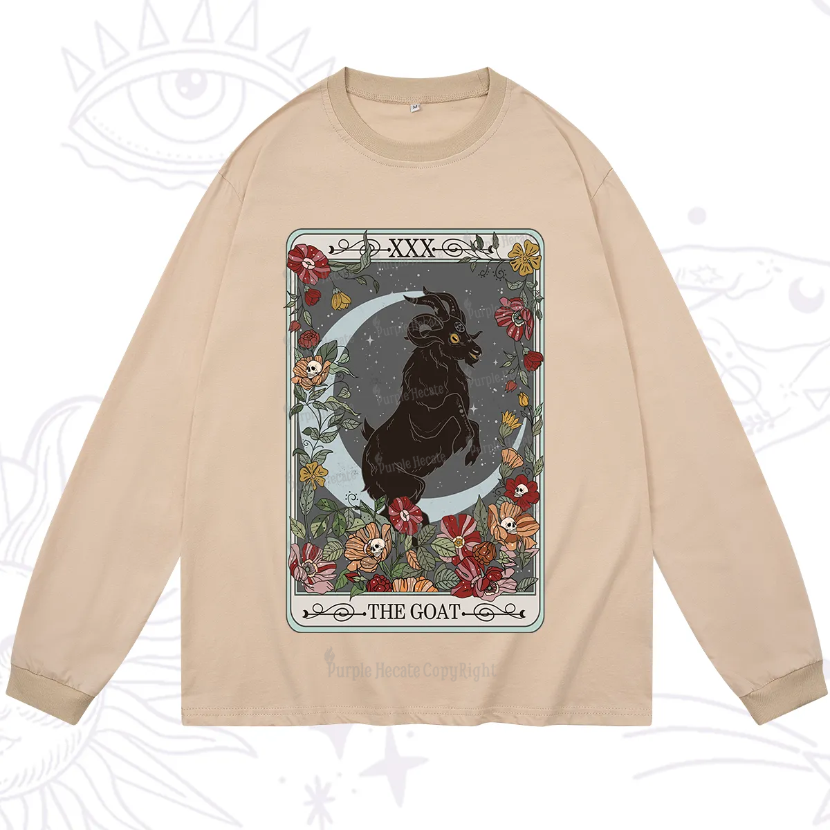 Purplehecate The Goat Tarot Card Long Sleeve T-Shirt