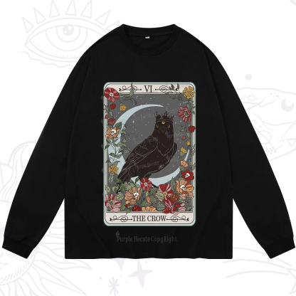 Purplehecate The Crow Tarot Card Long Sleeve T-Shirt