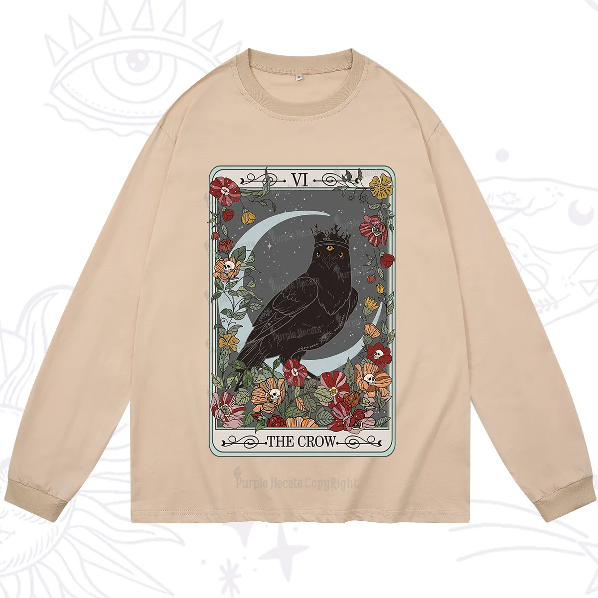 Purplehecate The Crow Tarot Card Long Sleeve T-Shirt