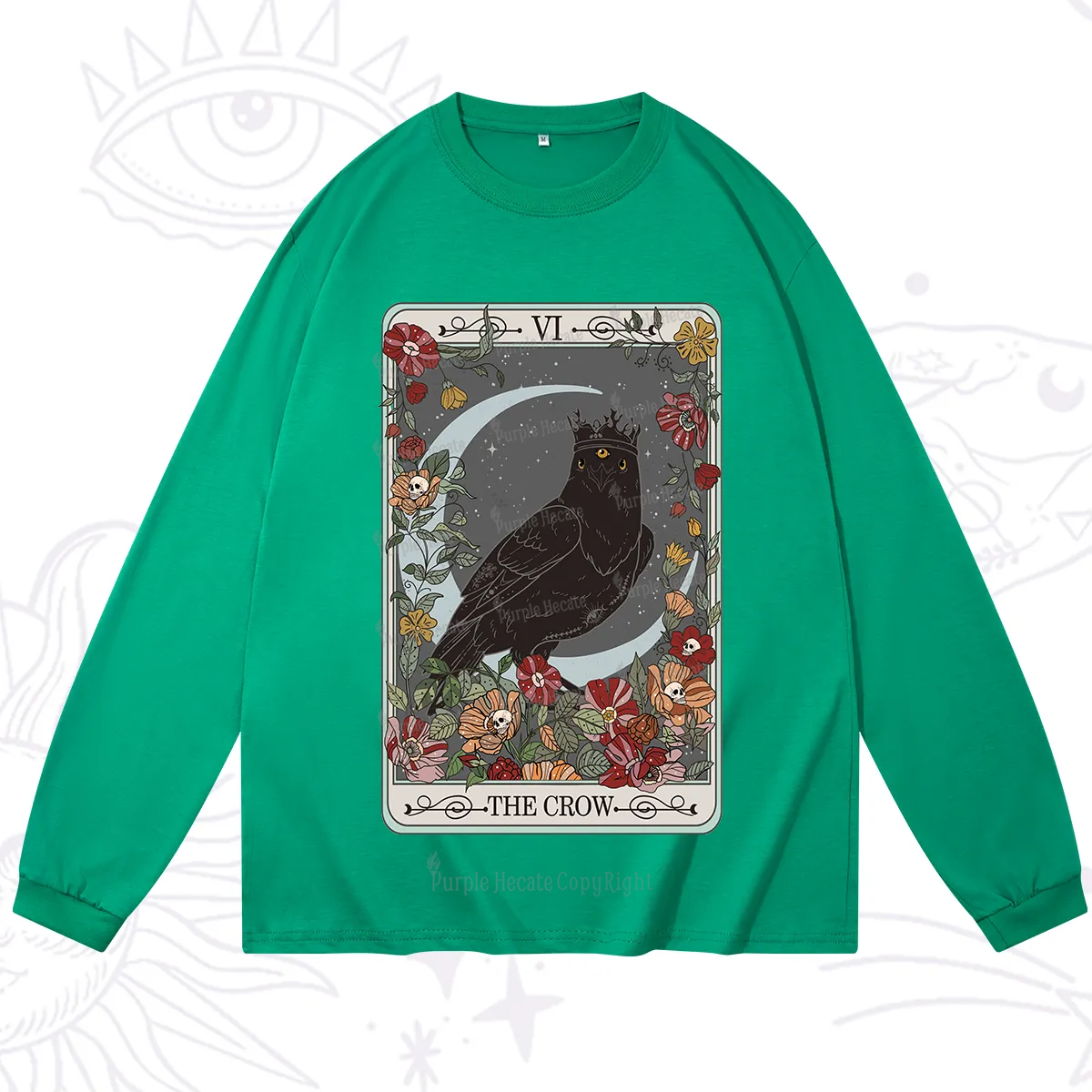 Purplehecate The Crow Tarot Card Long Sleeve T-Shirt