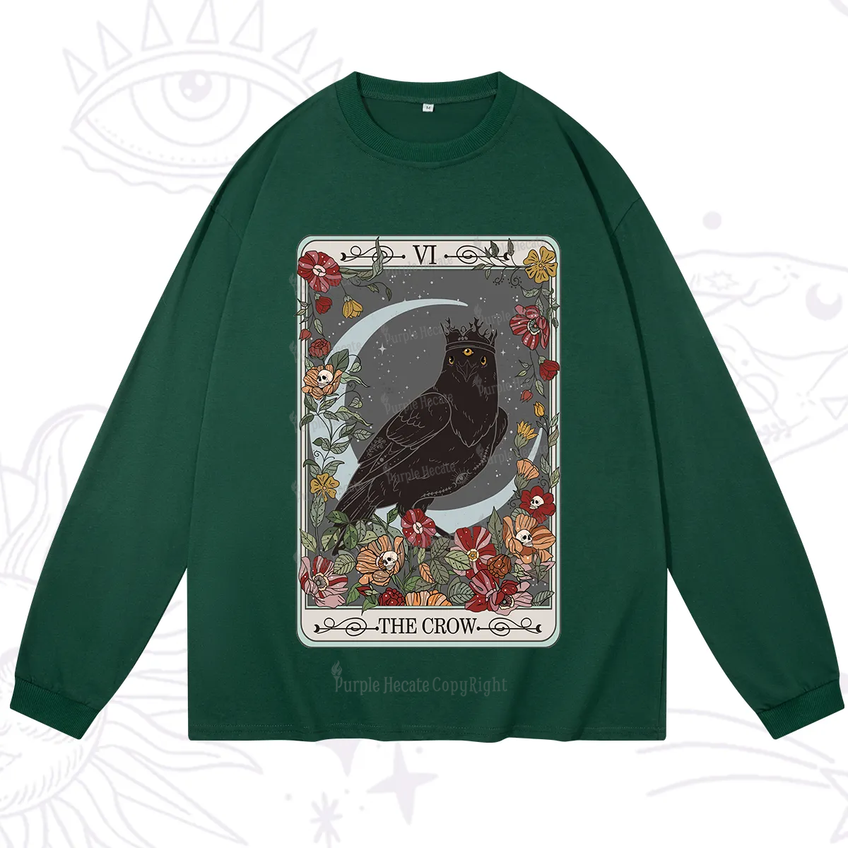 Purplehecate The Crow Tarot Card Long Sleeve T-Shirt