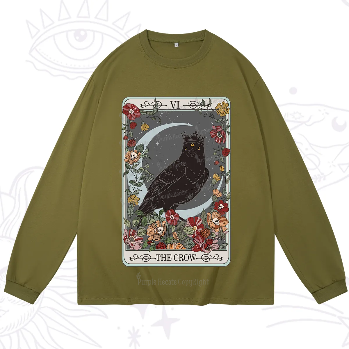 Purplehecate The Crow Tarot Card Long Sleeve T-Shirt