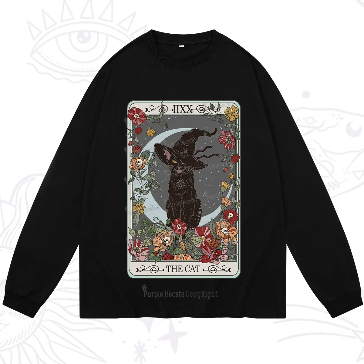 Purplehecate The Cat Tarot Card Long Sleeve T-Shirt
