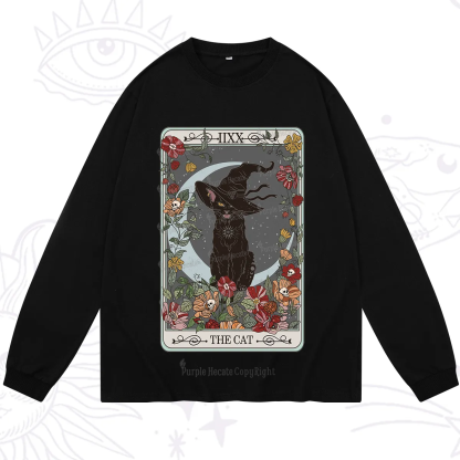 Purplehecate The Cat Tarot Card Long Sleeve T-Shirt