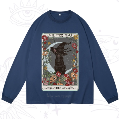Purplehecate The Cat Tarot Card Long Sleeve T-Shirt