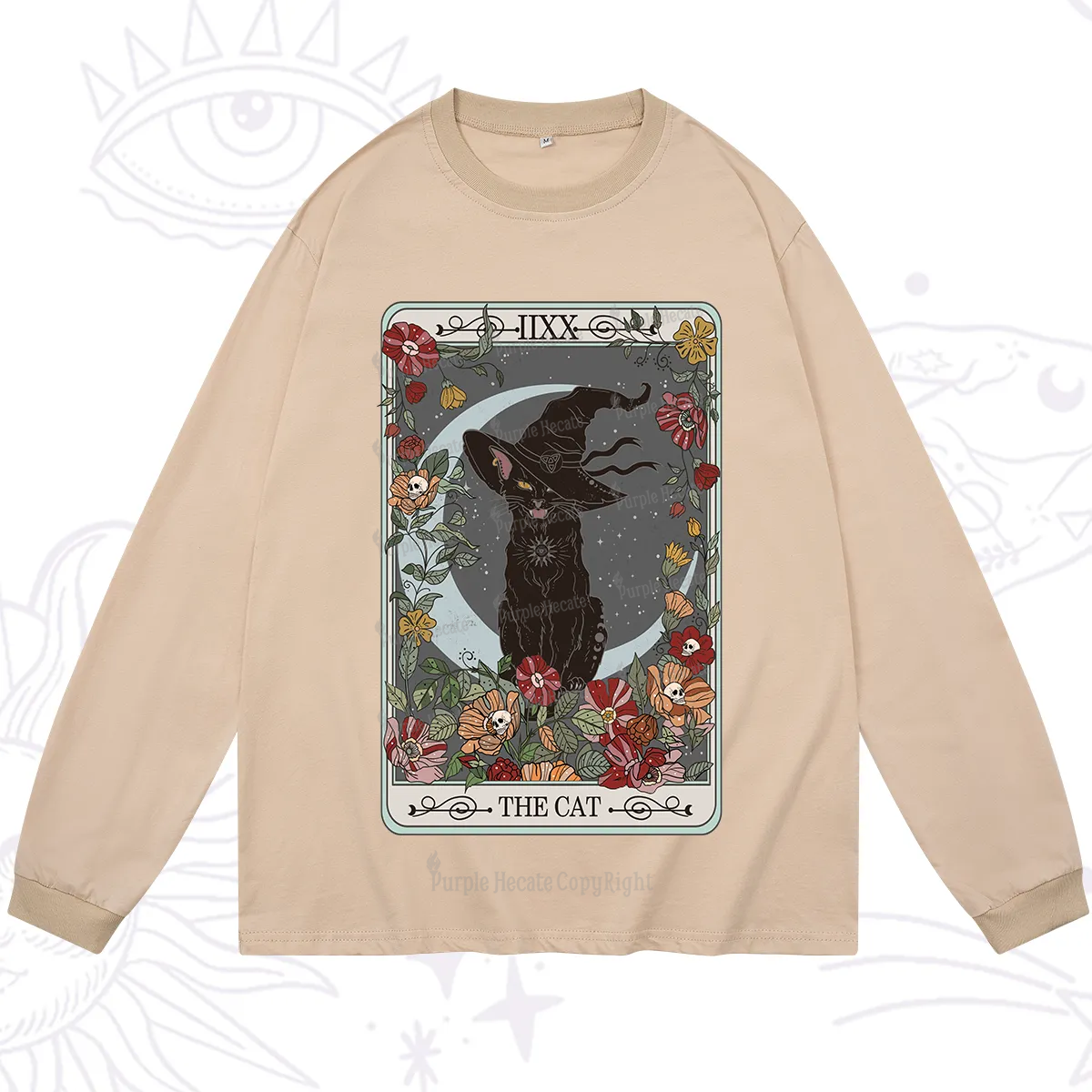 Purplehecate The Cat Tarot Card Long Sleeve T-Shirt