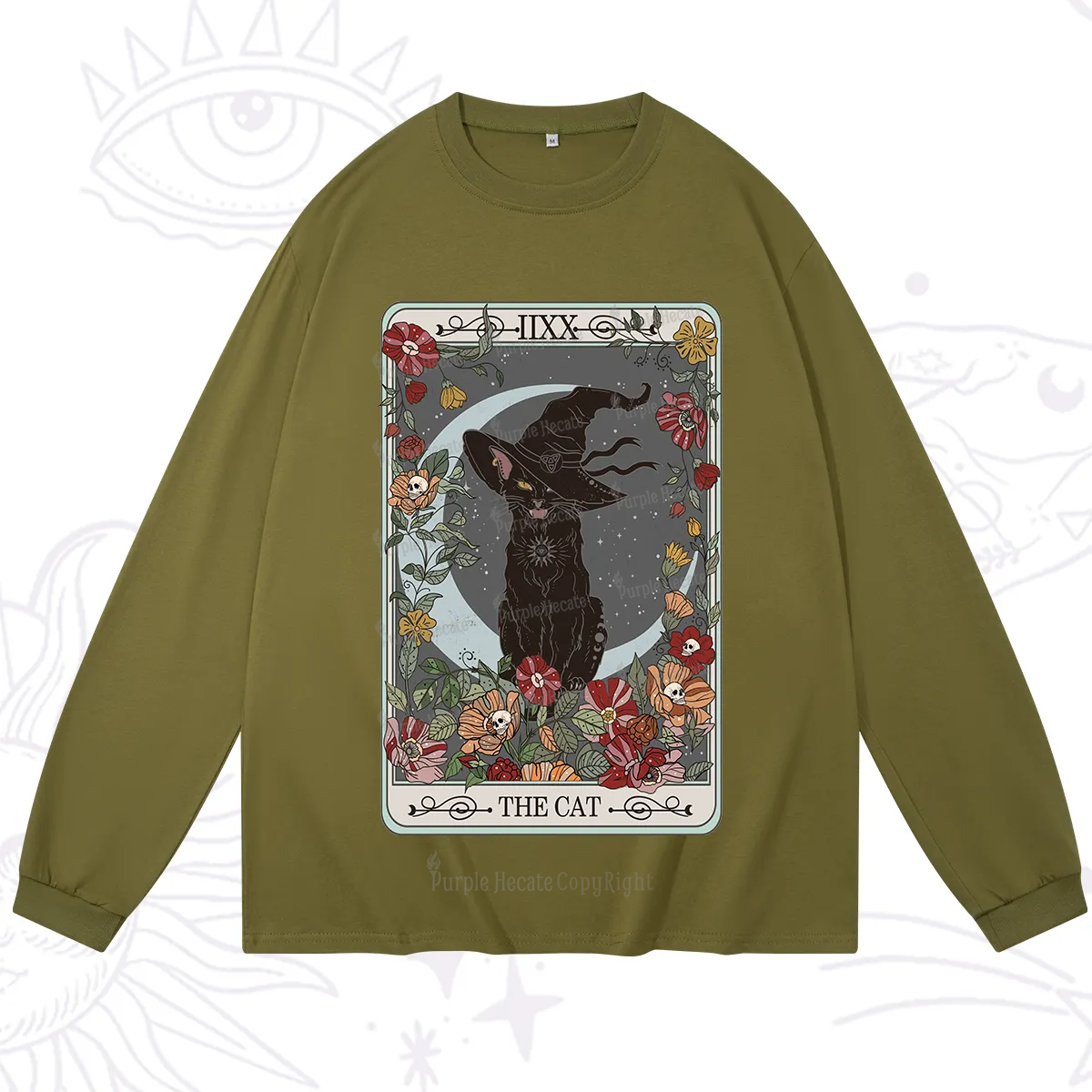 Purplehecate The Cat Tarot Card Long Sleeve T-Shirt