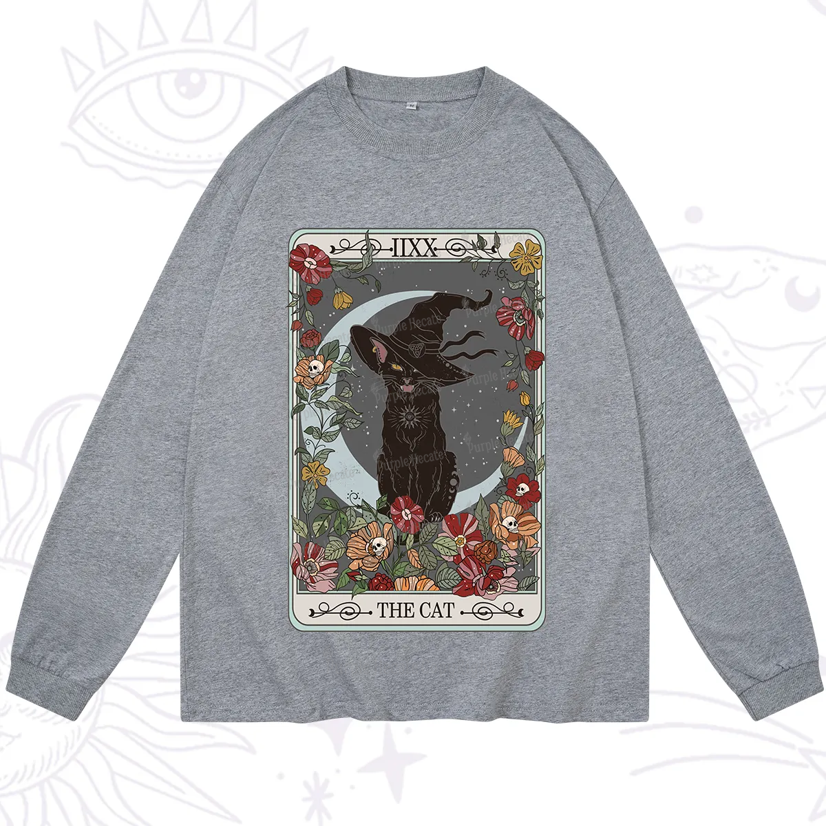 Purplehecate The Cat Tarot Card Long Sleeve T-Shirt