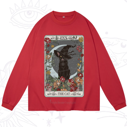 Purplehecate The Cat Tarot Card Long Sleeve T-Shirt
