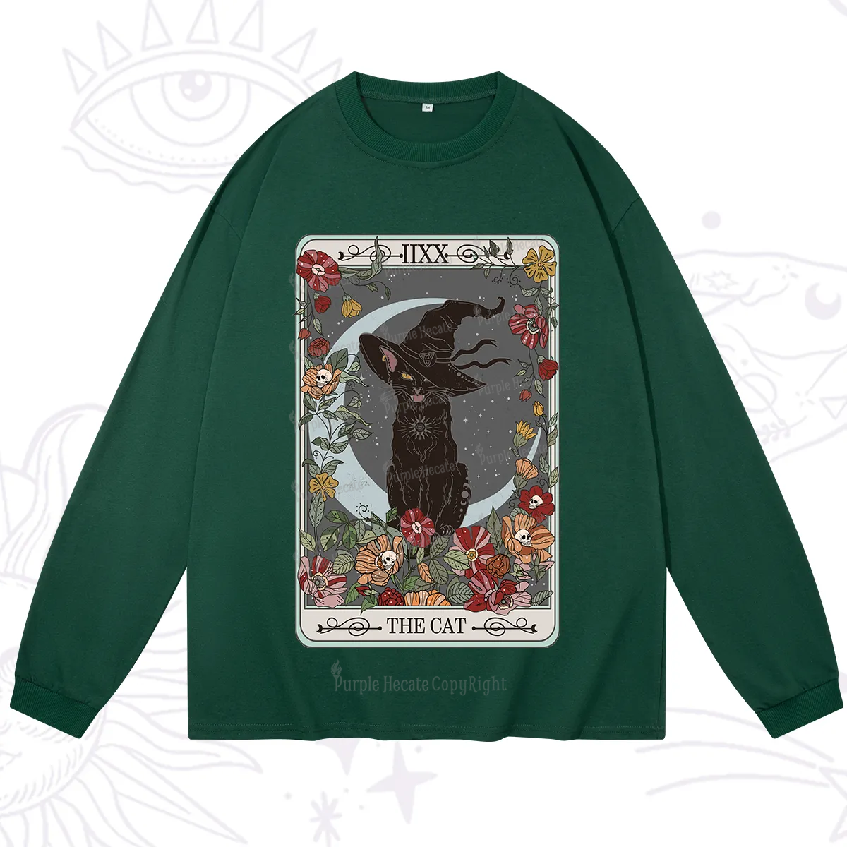 Purplehecate The Cat Tarot Card Long Sleeve T-Shirt