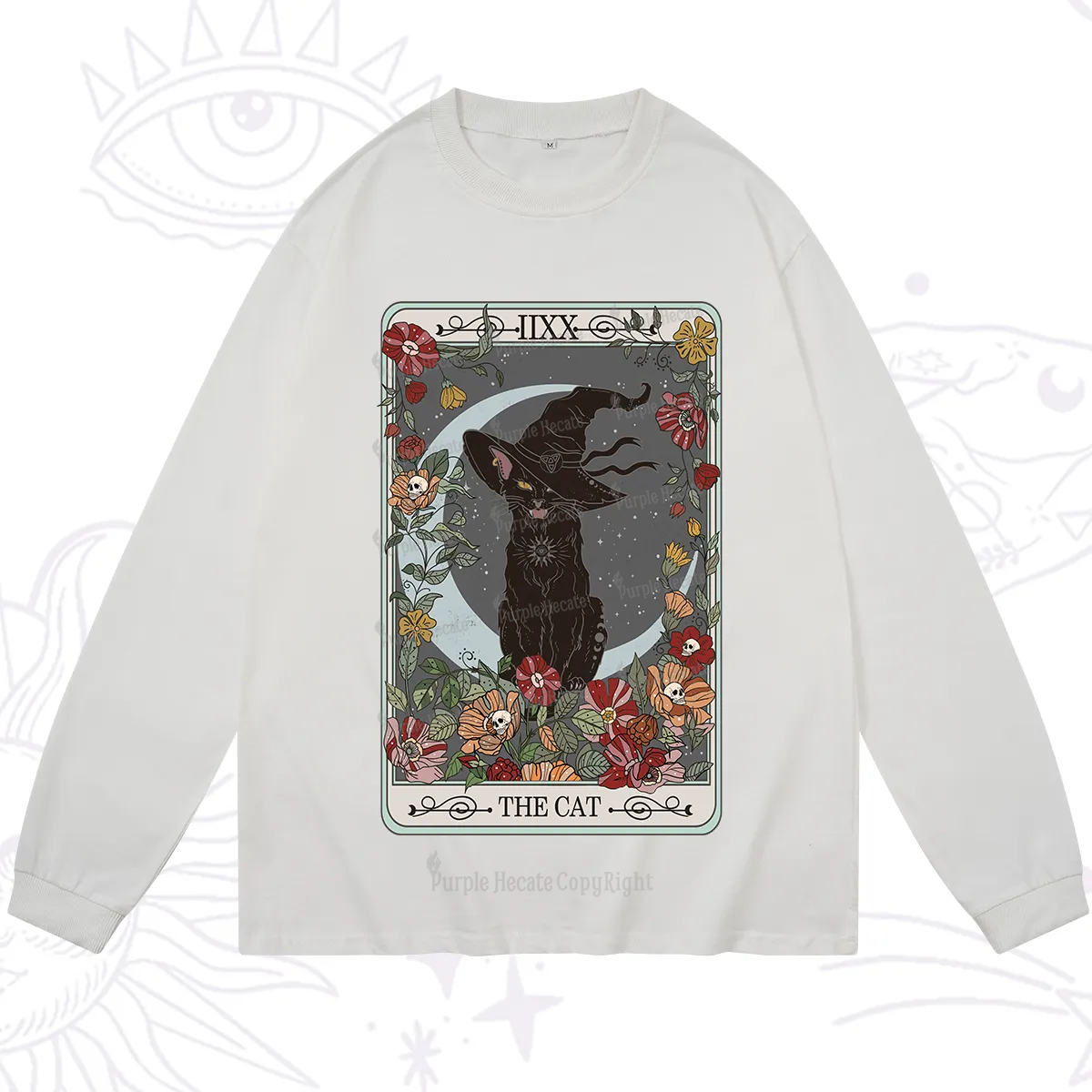 Purplehecate The Cat Tarot Card Long Sleeve T-Shirt