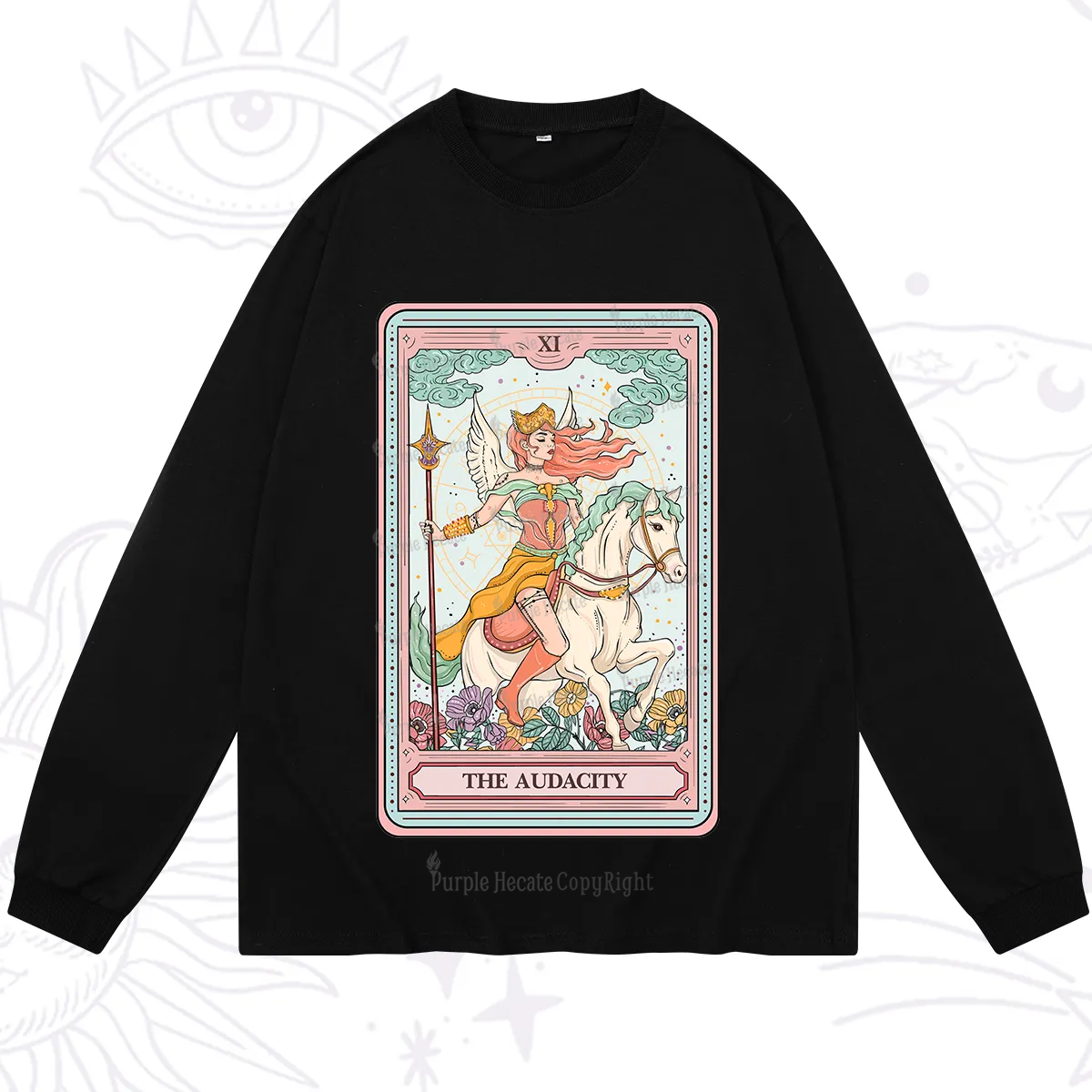 Purplehecate The Audacity Winged Goddess Tarot Card Long Sleeve T-Shirt