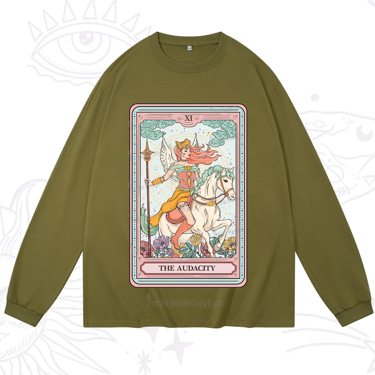 Purplehecate The Audacity Winged Goddess Tarot Card Long Sleeve T-Shirt