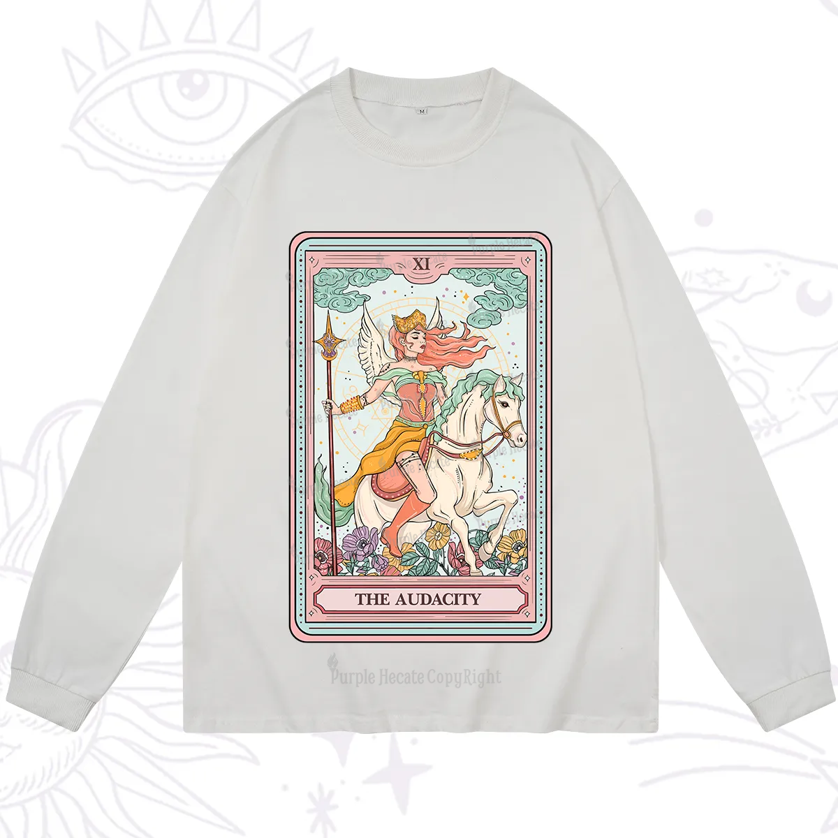 Purplehecate The Audacity Winged Goddess Tarot Card Long Sleeve T-Shirt