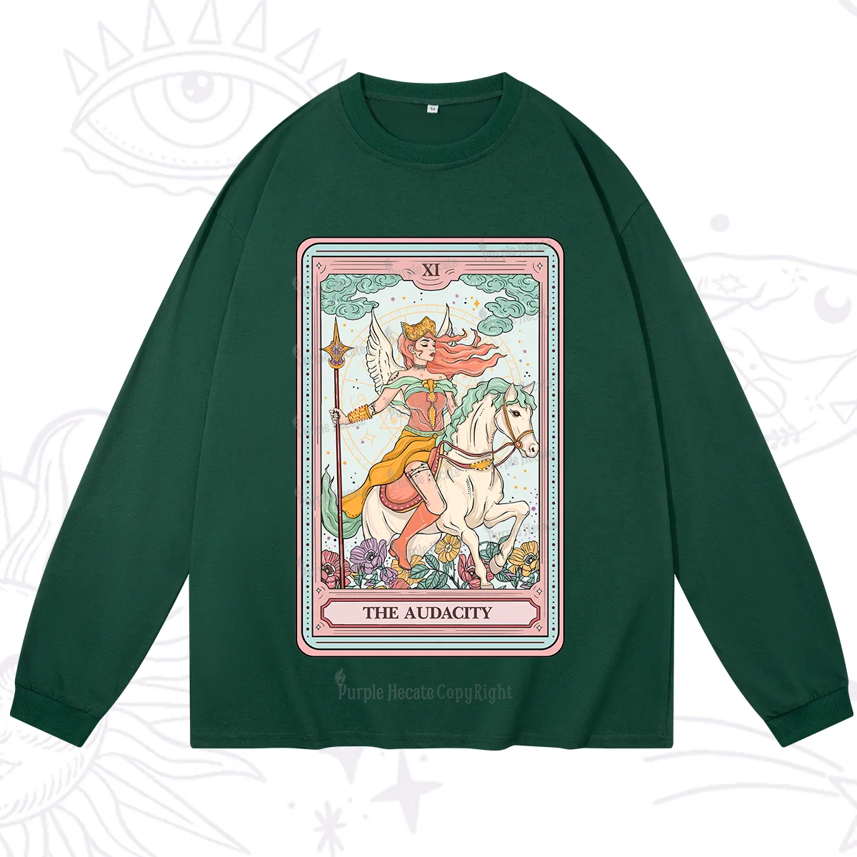 Purplehecate The Audacity Winged Goddess Tarot Card Long Sleeve T-Shirt