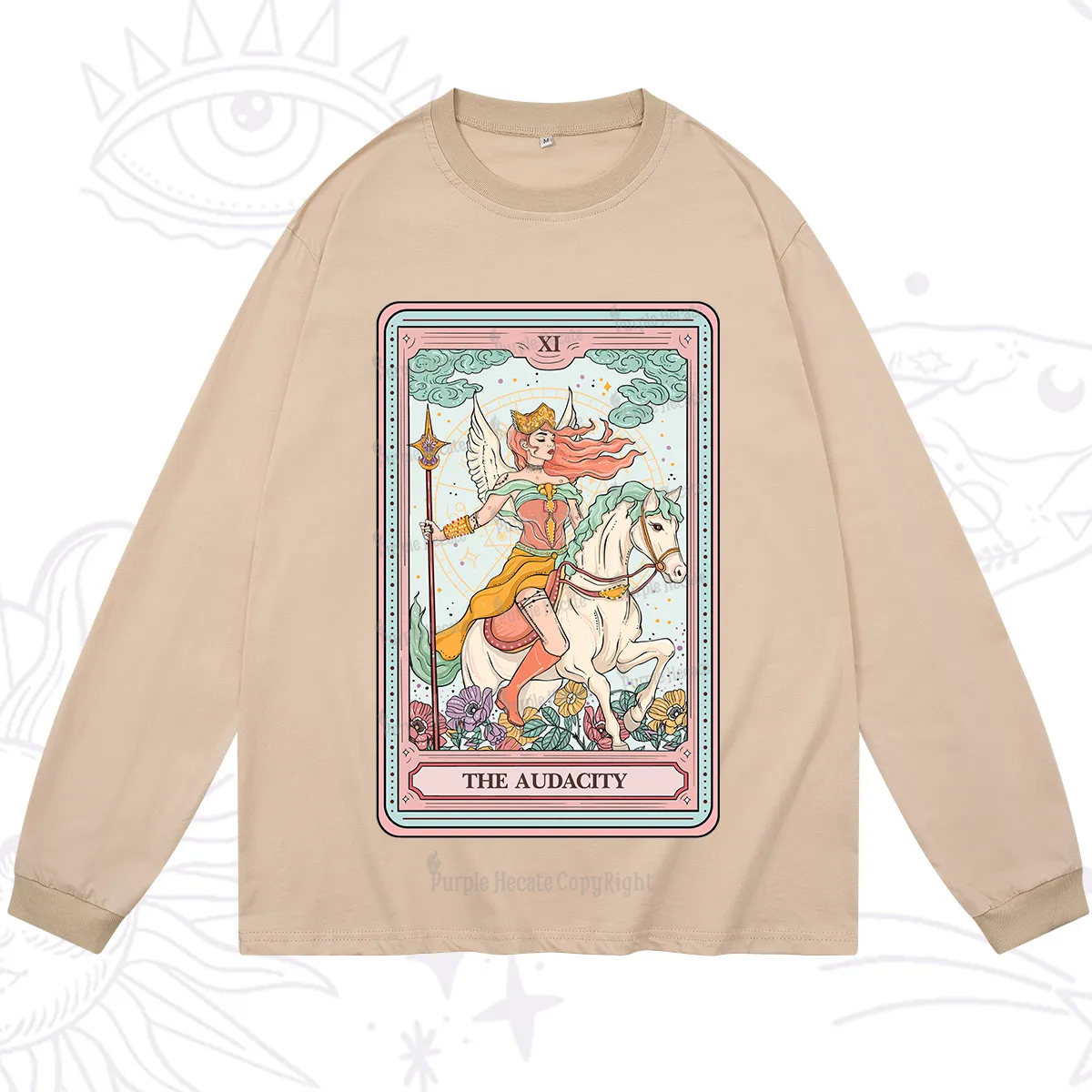 Purplehecate The Audacity Winged Goddess Tarot Card Long Sleeve T-Shirt