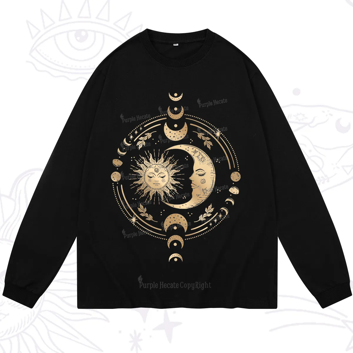 Purplehecate Celestial Sun and Moon Long Sleeve T-Shirt