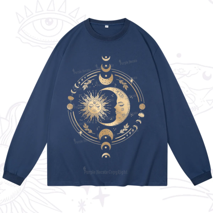 Purplehecate Celestial Sun and Moon Long Sleeve T-Shirt
