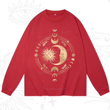 Purplehecate Celestial Sun and Moon Long Sleeve T-Shirt