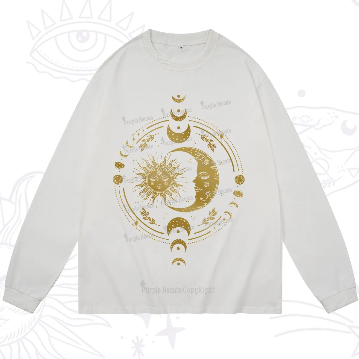Purplehecate Celestial Sun and Moon Long Sleeve T-Shirt