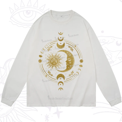 Purplehecate Celestial Sun and Moon Long Sleeve T-Shirt