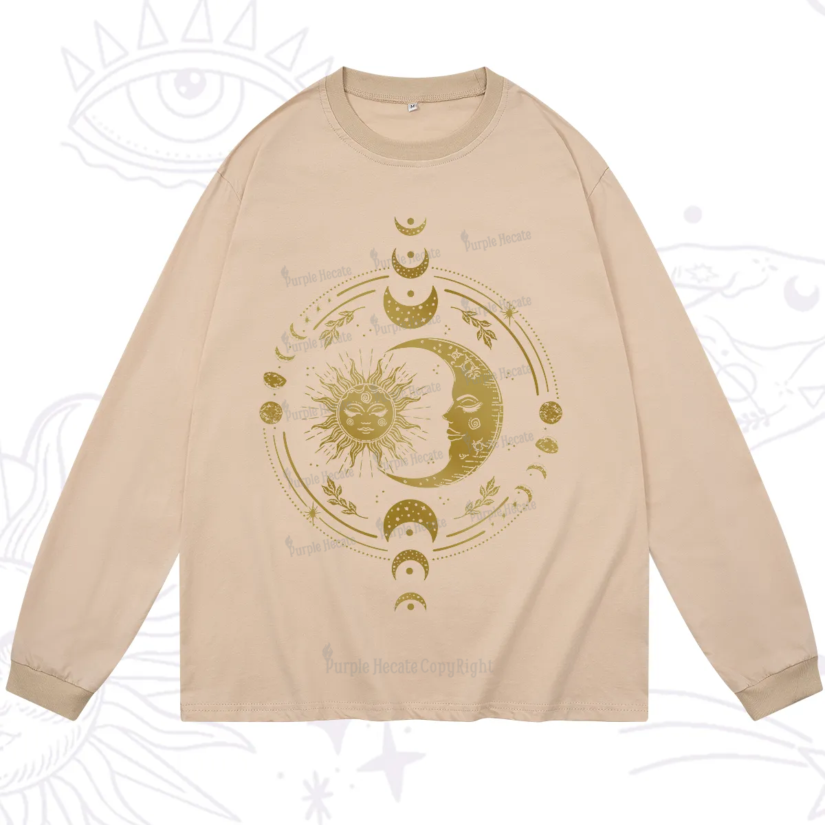 Purplehecate Celestial Sun and Moon Long Sleeve T-Shirt