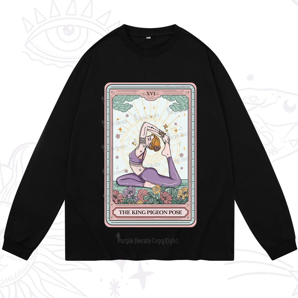 Purplehecate The King Pigeon Pose Tarot Card Long Sleeve T-Shirt