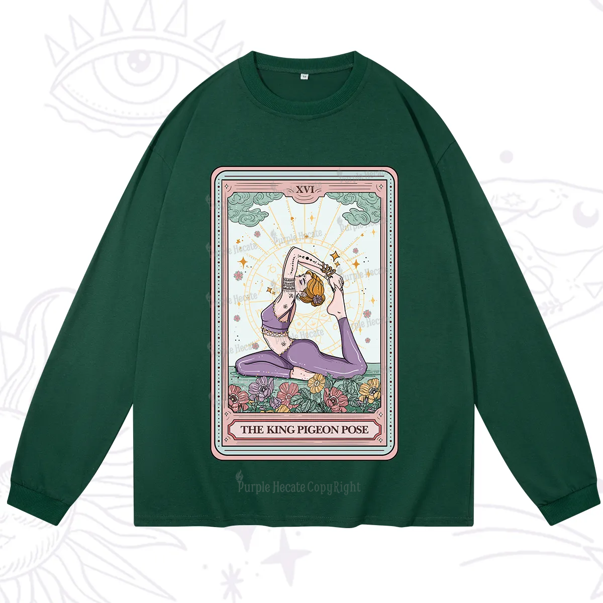 Purplehecate The King Pigeon Pose Tarot Card Long Sleeve T-Shirt