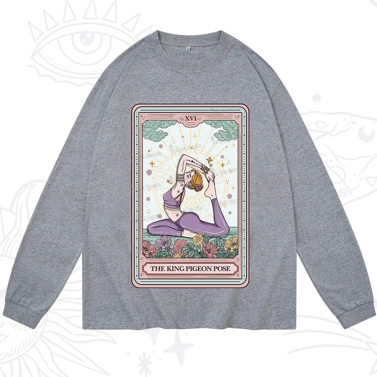 Purplehecate The King Pigeon Pose Tarot Card Long Sleeve T-Shirt