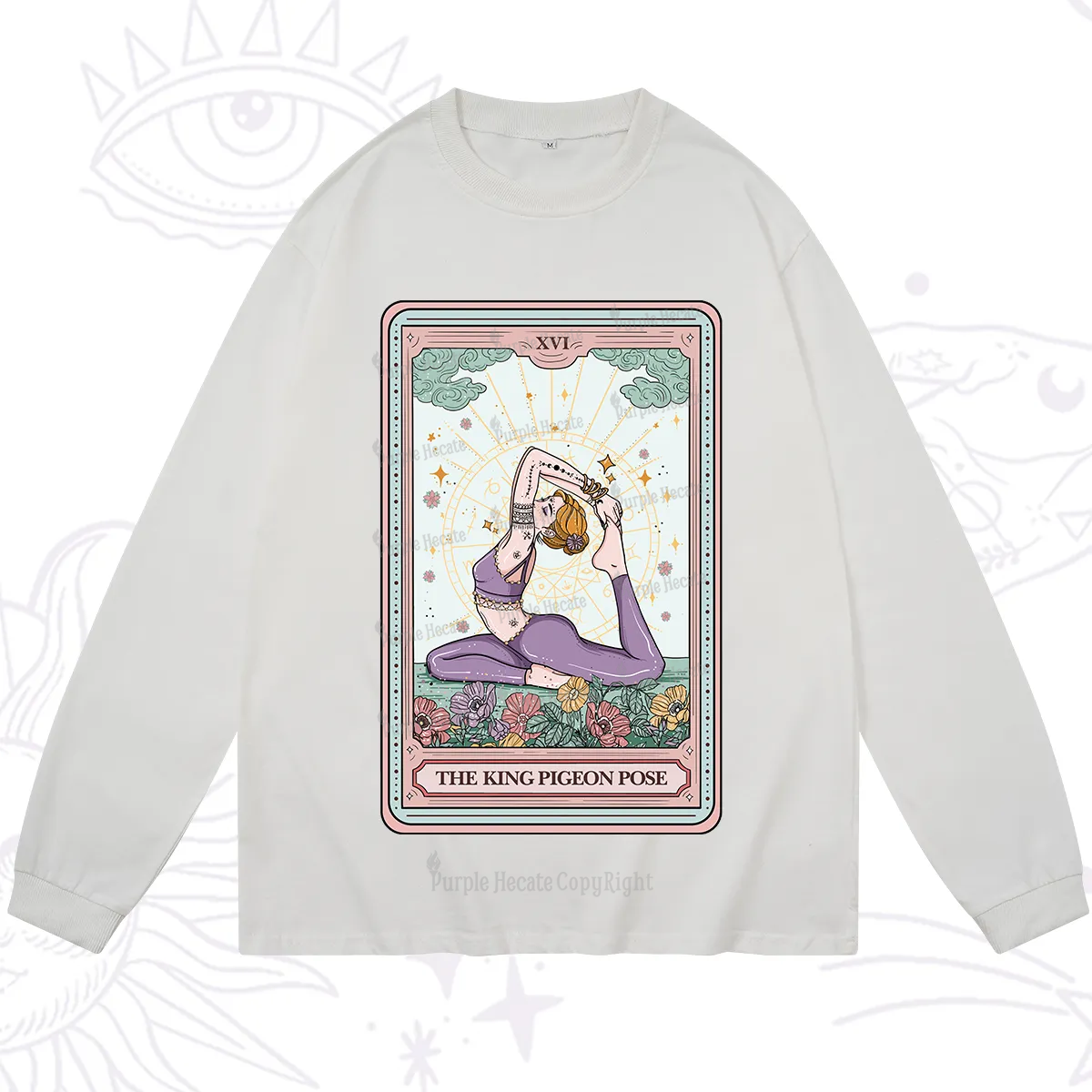 Purplehecate The King Pigeon Pose Tarot Card Long Sleeve T-Shirt