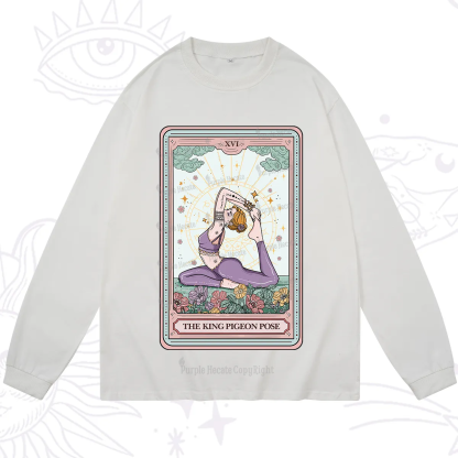 Purplehecate The King Pigeon Pose Tarot Card Long Sleeve T-Shirt