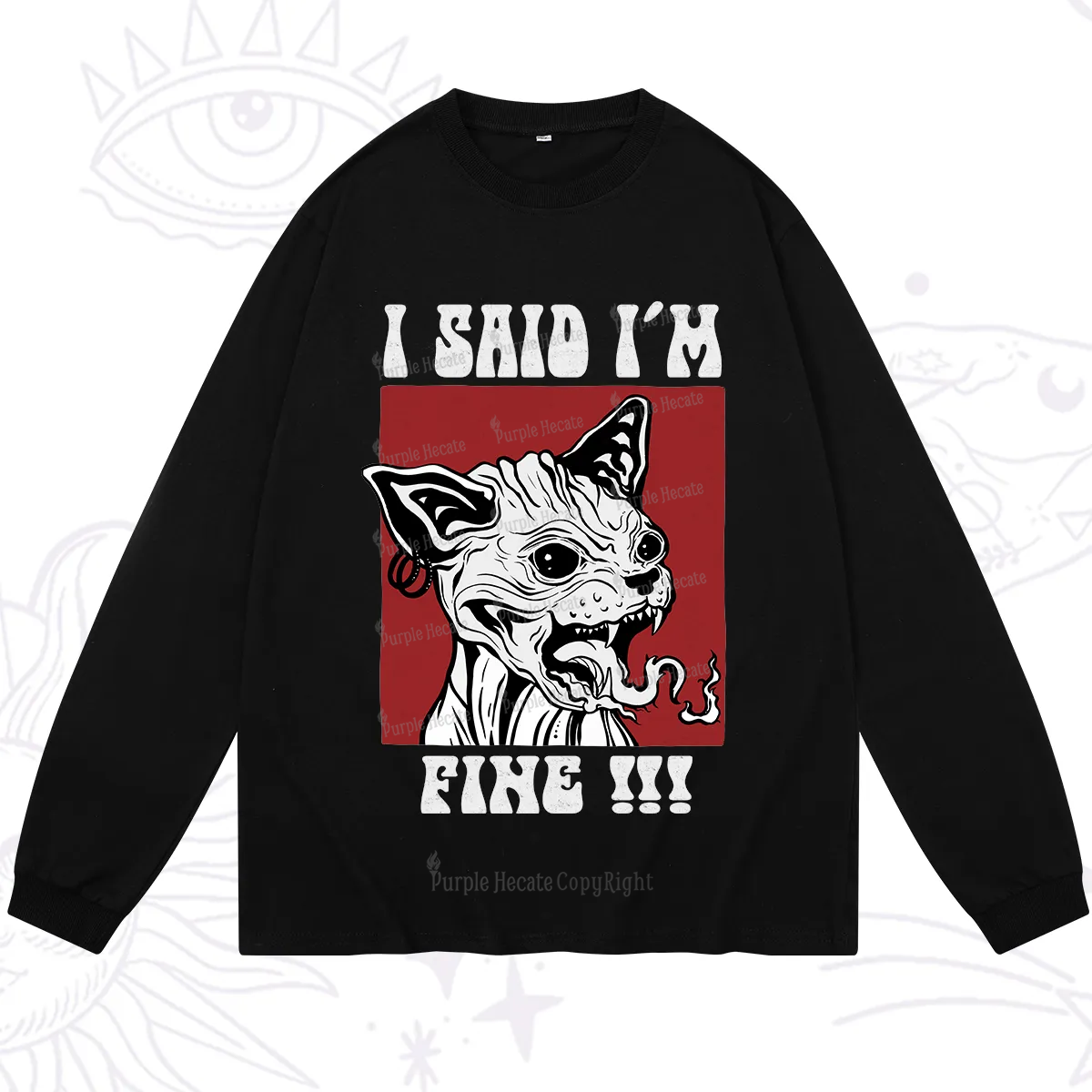 Purplehecate Angry Cat Long Sleeve T-Shirt