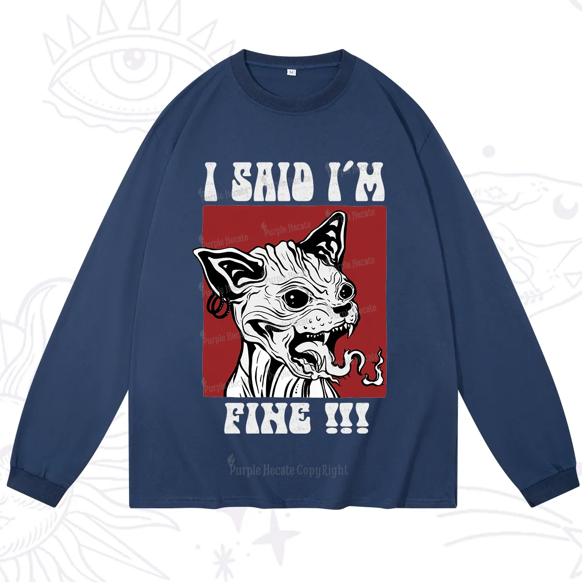 Purplehecate Angry Cat Long Sleeve T-Shirt
