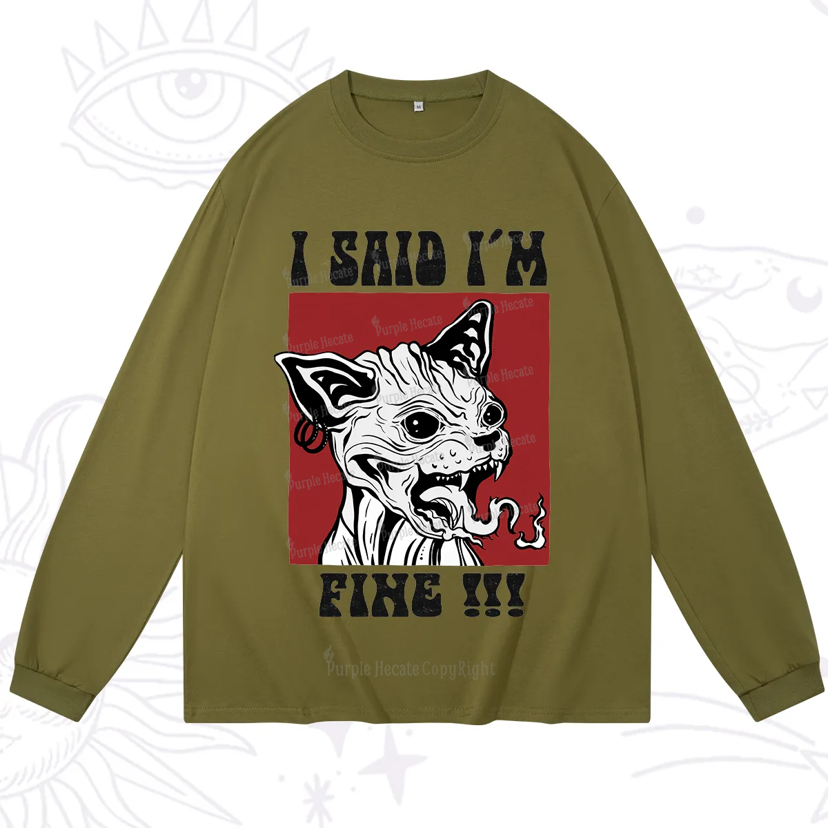 Purplehecate Angry Cat Long Sleeve T-Shirt